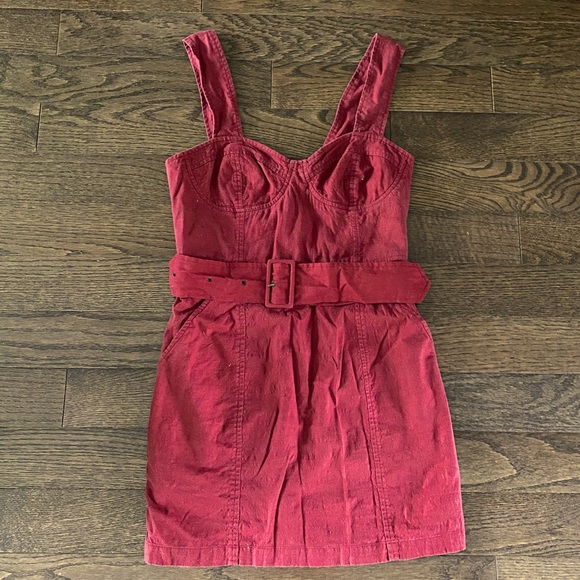 Urban Outfitters Red Buckled Mini Dress - SIZE 2 - Picture 1 of 3